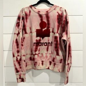 Isabel Marant Pink and Red Tie-Dye Logo Crewneck